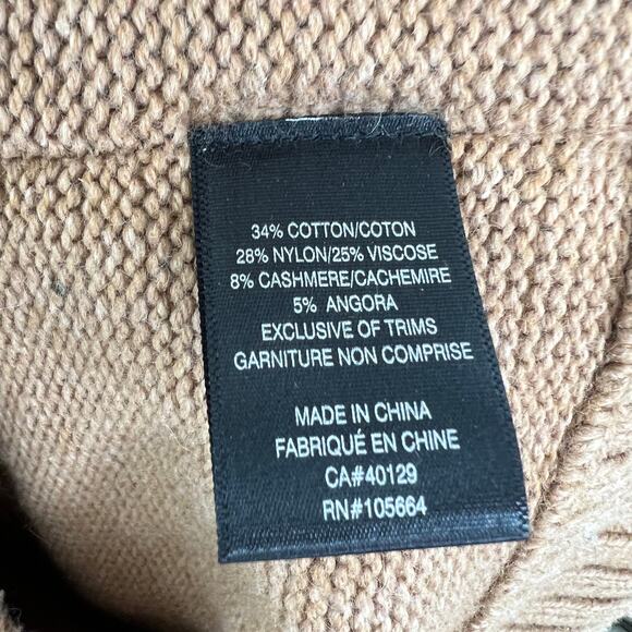 L.A.M.B Gwen Stefani Brown Cotton Cashmere Elbow Patch Mock Sweater S Small - Picture 5 of 6